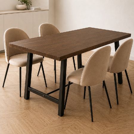 Juego De Comedor Mesa Pixie + 4 Sillas Yout Tapizado Pana