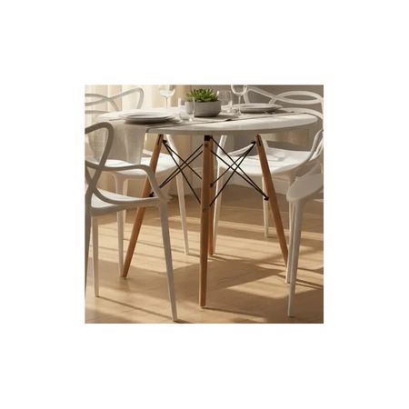 Juego De Comedor Mesa Eames 100cm+4 Sillas Allegra Blanco