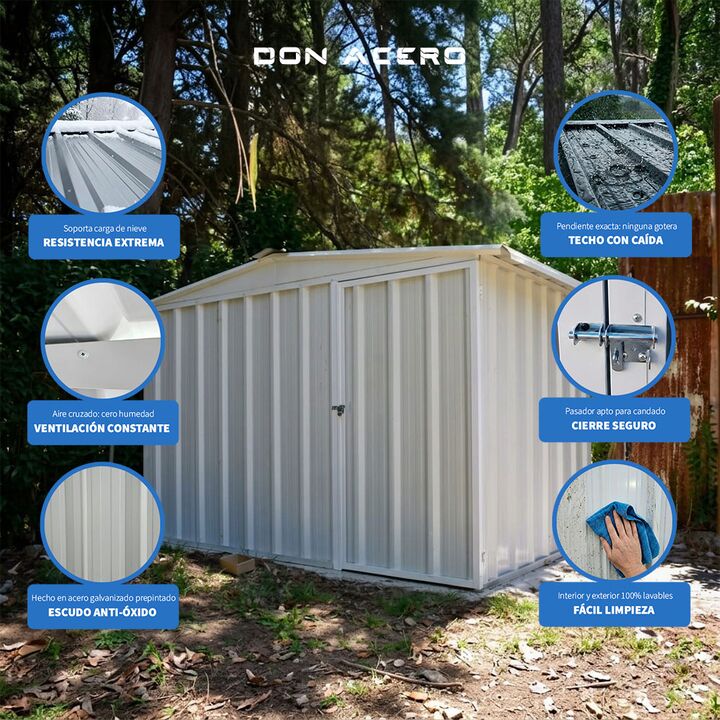 Armario Deposito Galpon de jardin Casi 3x2x2 Blanco DON ACERO - Vista 5