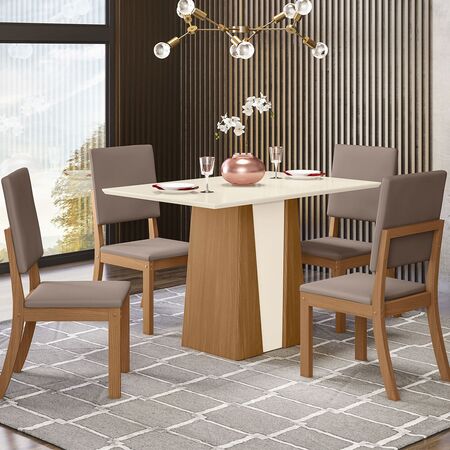 Juego De Comedor Henn Mesa Orus 1.20X0.80 + 4 Sillas Milla