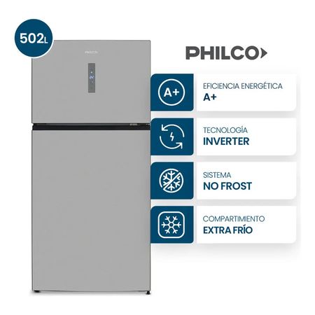 Heladera Philco Phnt504xi Top Mount Inverter 502l Inox Acero Inoxidable