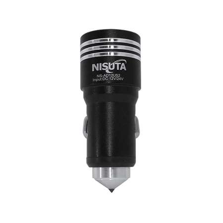 CARGADOR NISUTA AUTO USB DOBLE 12/24V (C:NEGRO NSAD12US2Q)