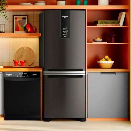 Heladera con Freezer Inverter Whirlpool No Frost Negra 449L WRE57CE
