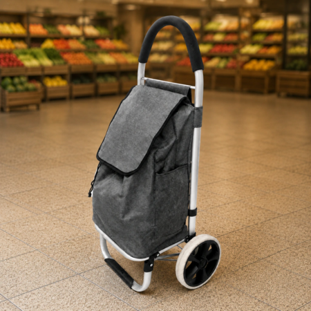 Carrito De Compras Plegable Con Estructura Reforzada Gris