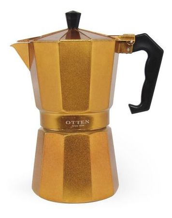 Cafetera Manual De Aluminio Italiana 6 Tazas 300 Ml Otten Bronce