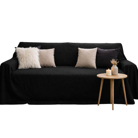 Funda Para Sillon 4 Cuerpos 420x230 Gasa Tusor 100% Algodón Negro