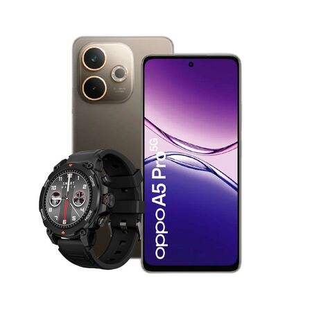 Combo Oppo A5 Pro 5G 8+256GB Mocha + Smartwatch Dekkin GPS AMOLED 1.43"
