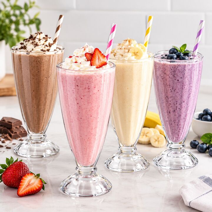 Set x4 copas milkshake de vidrio 340 ml para licuados, jugos y postres - Vista 3