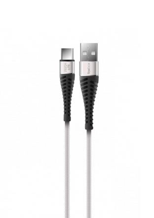 CELULAR CABLE USB FOXBOX PRISM TYPE- C 1.25 M BLANCO - CARGA RAPIDA (2822)
