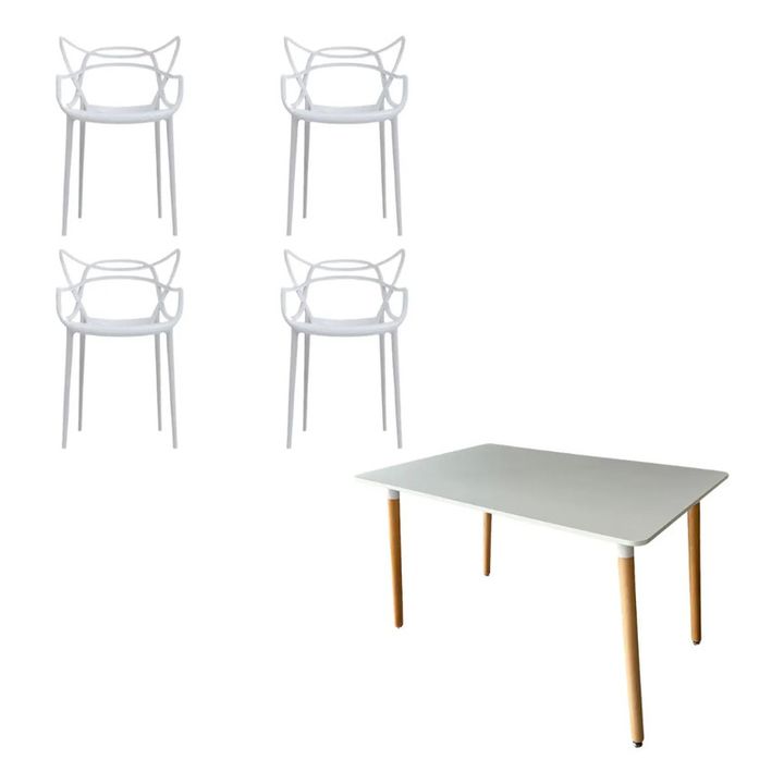 Juego De Comedor Mesa Nordica 120x80+4 Sillas Allegra Blanco - Vista 3