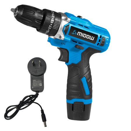 Taladro Percutor Atornillador Inalámbrico De 10mm Midow Celeste