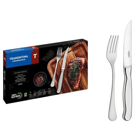 Set X 12 Piezas Cuchillo Tenedor Tramontina Zurique Acero Inox