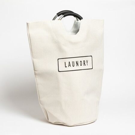 CESTO LAUNDRY RAYAS FINAS CRUDO 56X28CM