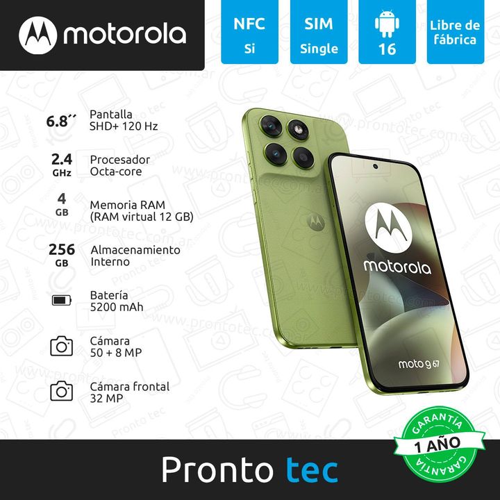 XT2621 MOTO G67 NILE (verde agua) 4+256 gb - Vista 2