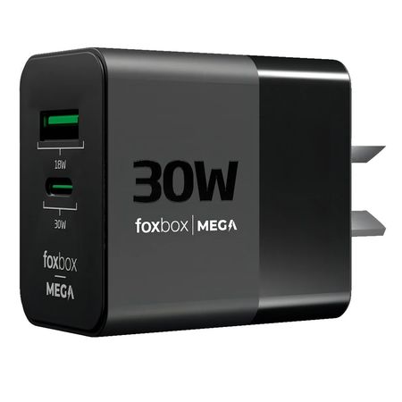 Cargador De Pared Foxbox Gan Mega 30w Negro