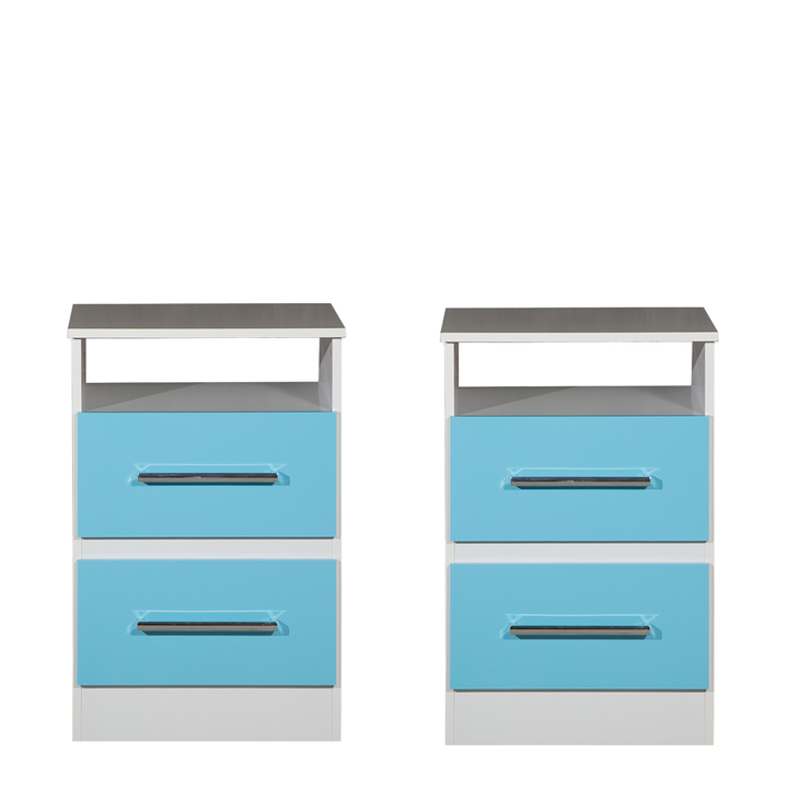 Combo x2 Mesa de luz Infantil Melamina Reforzada Maximo Fortaleza Celeste y Blanco - Vista 1