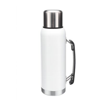 Termo Acero Inoxidable 1 Litro Colores Mate Frio Calor Con Manija Blanco