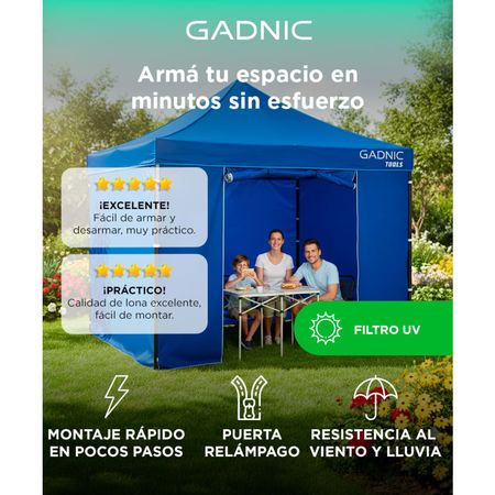 Gazebo Gadnic 3X3M-ZIP con Puerta Cierre Relámpago