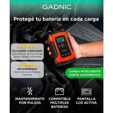 Cargador De Batería Gadnic Para Auto Moto 12V Corte Automático Mantenedor