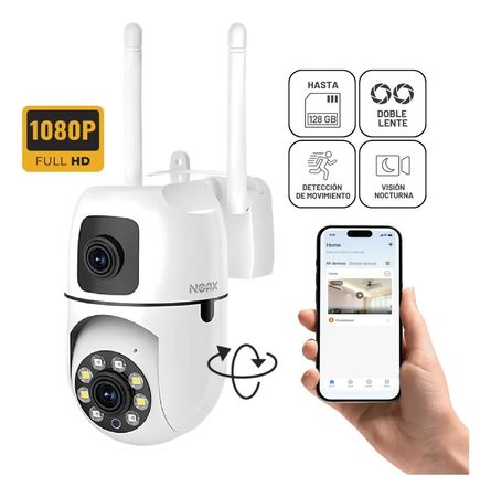 Camara de Seguridad WiFi Doble Lente Full HD PTZ 360 Noax D8 Vision Nocturna