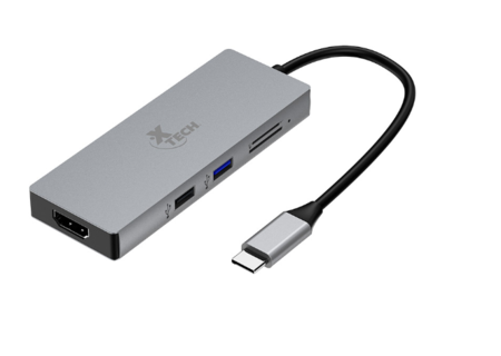 ADAPTADOR MULTIPUERTO XTECH   5 en 1 CON CONEXION USB-C (XTC-564)