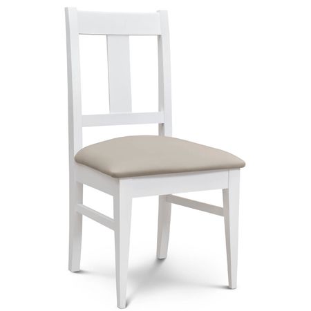 Silla de Comedor Euro lustre Blanco Tapizado Inka Beige Espacity