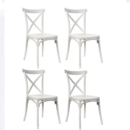 Combo X4 Sillas Katrina Pvc Blanca Polipropileno Asiento Y Respaldo Garden Life En Caja