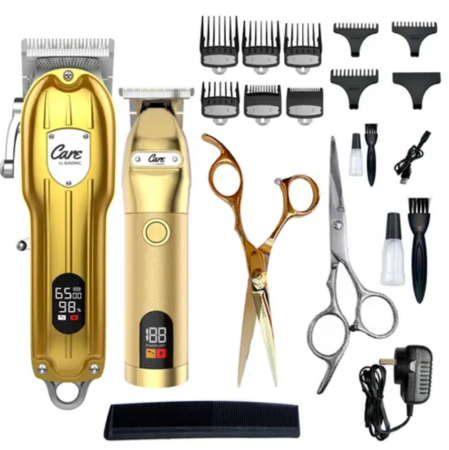 Kit de Peluquería Gadnic Maquina Cortadora de Pelo + Patillera eléctrica + Tijera Gold Professional