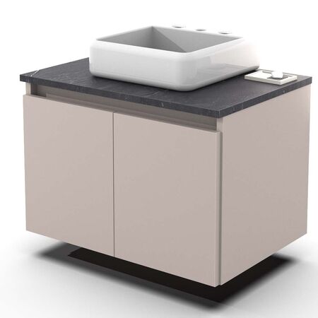 VANITORY GRIS ARCILLA DE 64 CM CON BACHA Y 2 PUERTAS