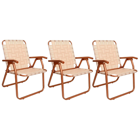 Set 3 Sillon Reposera Aluminio 80049 Descansar 1 Posicion Hueso Cobre