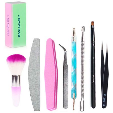 Kit Para Uñas Gadnic 9 Limas, Pinzas, Empujador Cutícula Uso Profesional