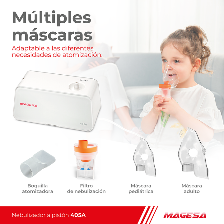 Nebulizador Piston Magesa Silencioso Adulto Pediatrico 405A - Vista 3