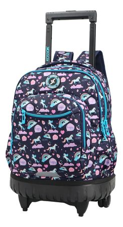 Mochila Carro Kossok Nash 17 Garantia Reforzada Acolchonada Azul/Arcoiris Liso