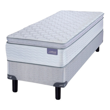 Colchón + Sommier Resortes 1 Plaza Inducol April con Pillow 80x190x24 110kg 