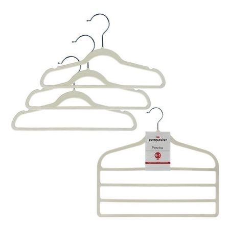 Caja X 60 Perchas + 4 Pantalon Terciopelo Compactor Beige