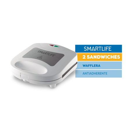 Sandwichera Smartlife SWD5000 2 en 1 Antiadherent Blanco