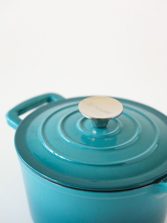 Cacerola con mango y tapa celeste hierro enlozado Feuer - Vista 4