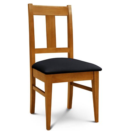 Silla de Comedor Euro lustre Miel Tapizado Inka Negro Espacity