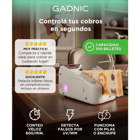 Contadora de Billetes Gadnic Portátil Detecta Billetes Falsos
