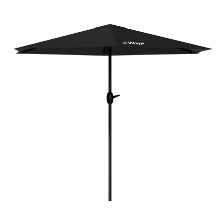 Sombrilla Parasol Recta WAGGS 3m Protección UV Jardín Terraza Negra