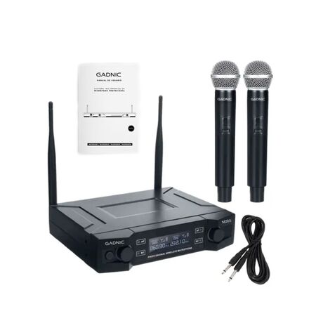 Micrófono Gadnic Inalámbrico Profesional de Mano 100mts 2CH 2Mic