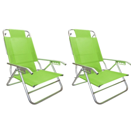 Set De 2 Reposeras Silla Aluminio Descansar 5 Pos. Coversol