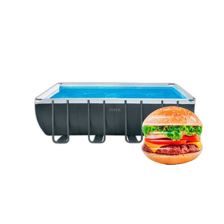 Combo Pileta Intex Ultra Frame 17203L + Colchoneta Hamburguesa 145x142cm