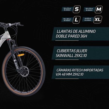 Bicicleta Mtb Overtech Peregrine GT R29 Aluminio 11 Velocidades, Freno Hidraulico, Suspensión de Aire con Bloqueo