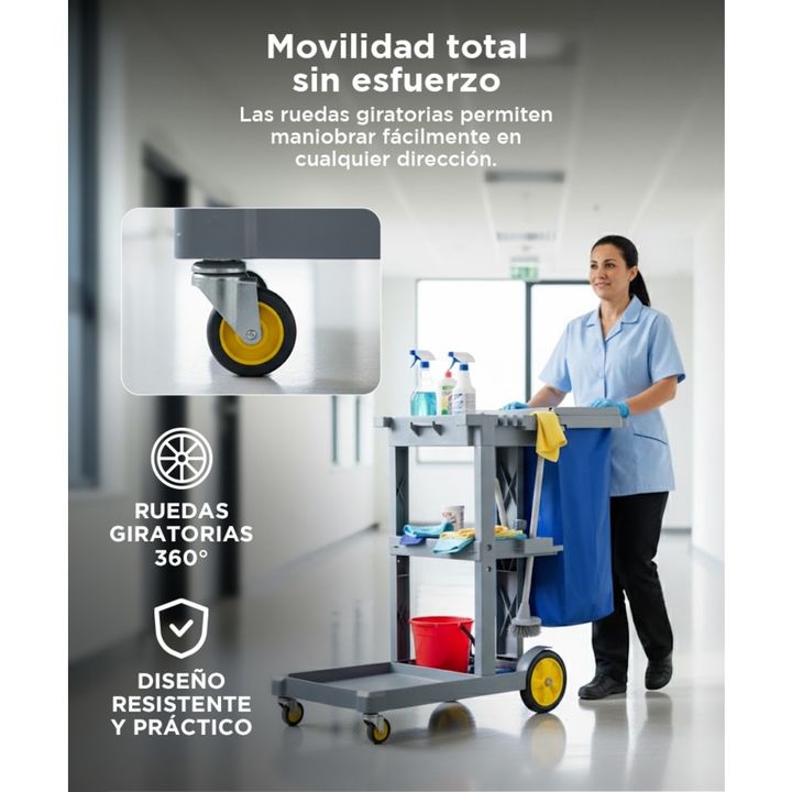 Carro de Limpieza Gadnic CAR1 Con Bolsa Multiservicio - Vista 4