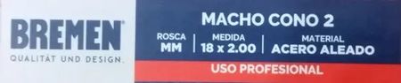Macho Bremen Milimetro Cono2 M18x2.00