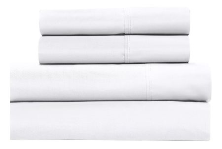  Juego De Sabanas Cannon 200 Hilos Queen Algodón Blanco Liso