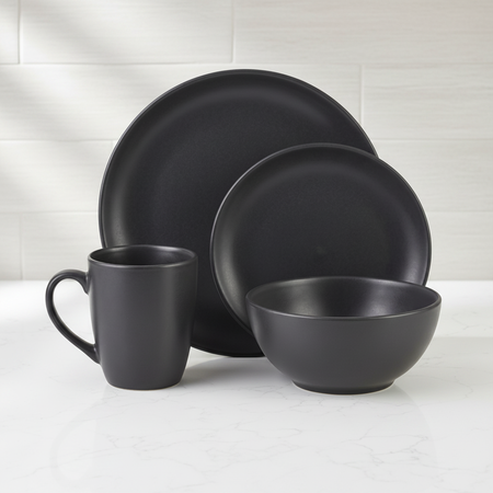 Vajilla 16 Piezas Plato Playo Poste Bowl taza Ceramica Gris Mate
