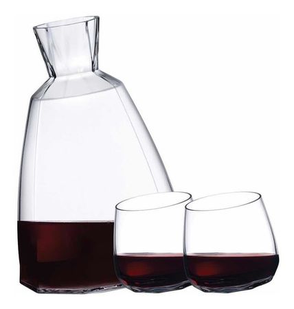 Set Decanter Jarra Botella Cristal Vino Whisky + 2 Vasos Pasabahce