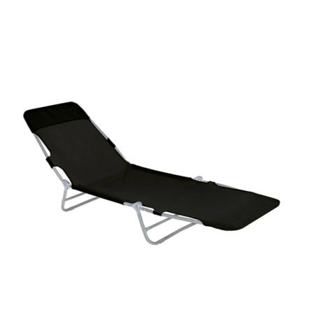 Reposera De Aluminio Plegable Tela Sannet 4 Posiciones Mor 2705 Negra